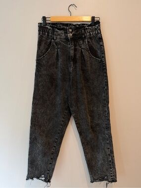 7 For All Mankind High Waist Paperbag Acid Wash Tapered Jeans M